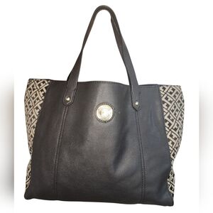 TOMMY HILFIGER navy blue/monogram tote bag
